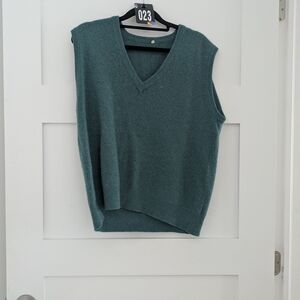 023_Teal V-Neck Women's Sweater Vest